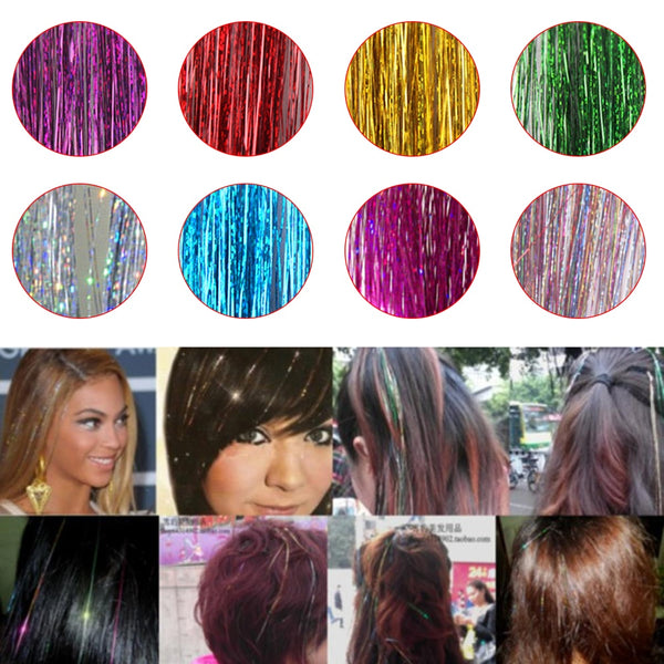 Sparkle Shiny Hair Tinsel Rainbow Silk Extensions