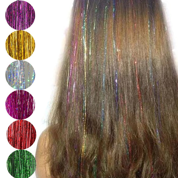Sparkle Shiny Hair Tinsel Rainbow Silk Extensions